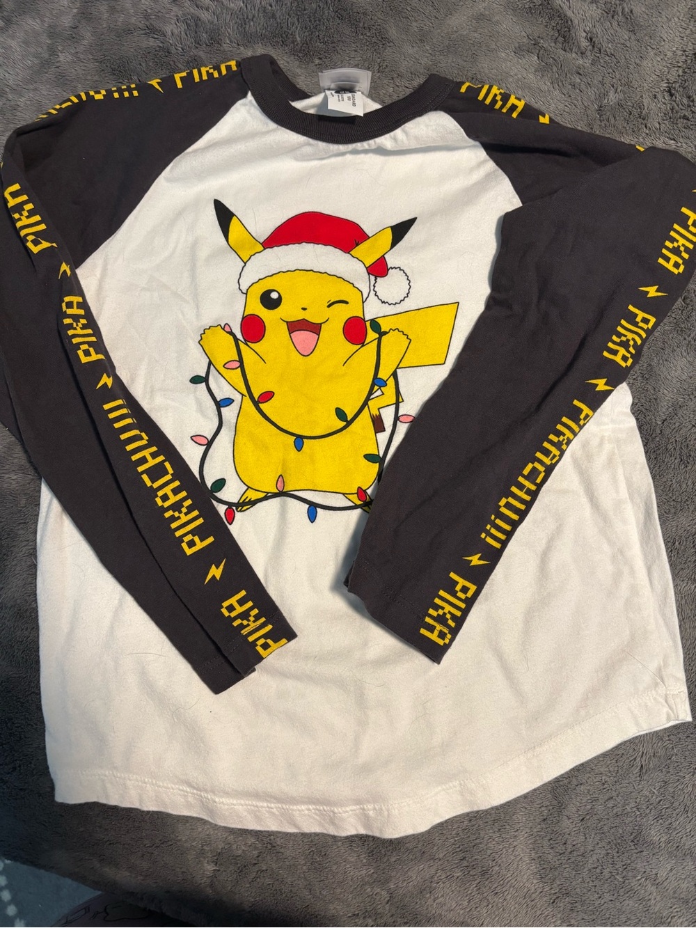 Hanna Andersson Pikachu Holiday Raglan Tee - Yellow & Black